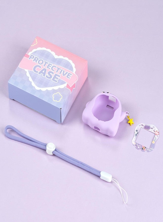 BUBBLELOGUS Silicone Case for Tamagotchi Uni, Soft TPU Protective Cover with Screen Decoration Protector and Adjustable Wrist Strap - Little Devil (Purple) - Image 5